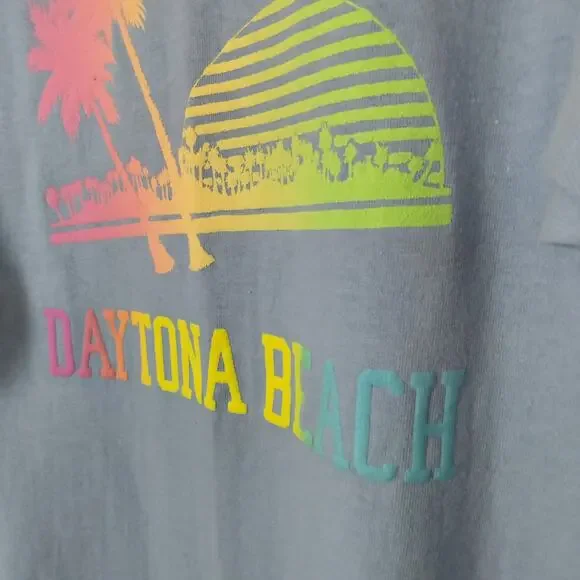 Vintage The Game Sz Large 90s Neon Puff Paint Daytona Beach Florida T Shirt - Picture 3 of 8